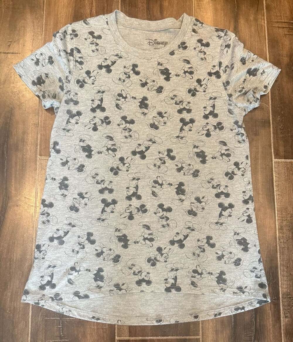 Disney Mickey Mouse All Over Print Heather Gray Short Sleeve T-Shirt